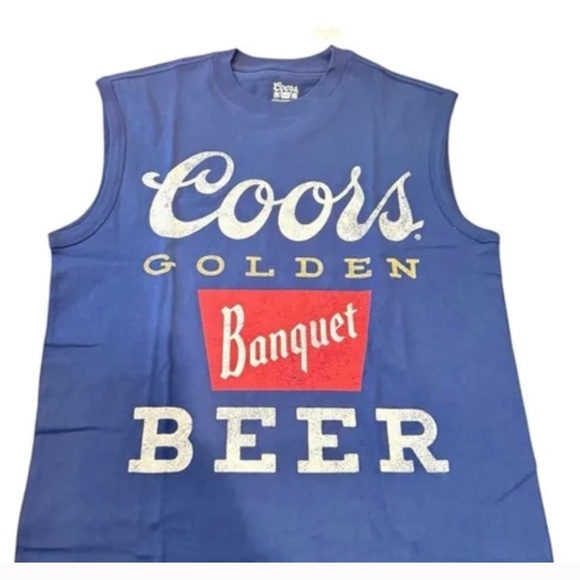 NWT Coors Golden Banquet Beer Blue Muscle Tank Top Size S/M - Picture 2 of 3